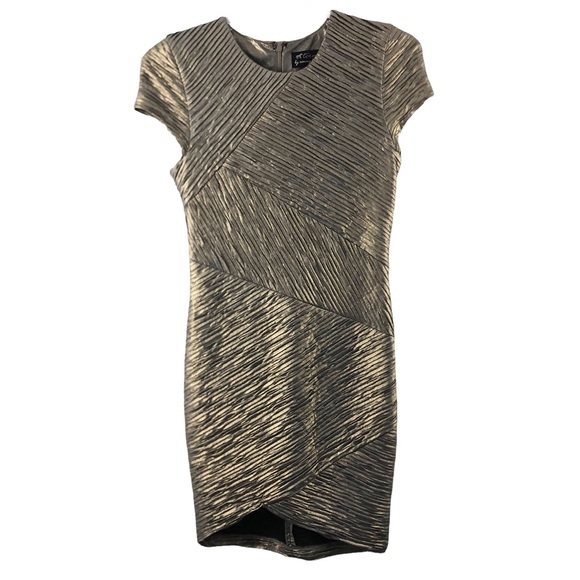 Torn By Ronny Kobo Gold Metallic Mini Dress - Picture 2 of 9